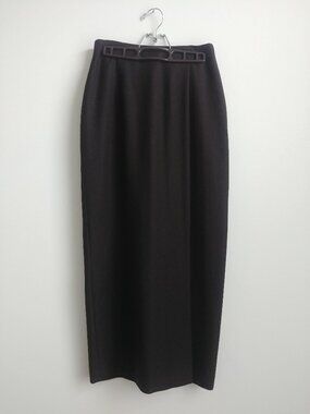 Vintage Jax 100% wool long dark brown maxi midi skirt long side slit siz…